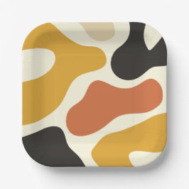 Elegant colorful Abstract yellow Black And White Pappteller