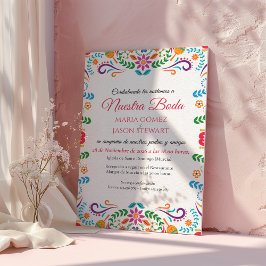 Elegant Colorful Floral Fiesta Spanish Wedding Einladung