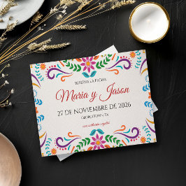 Elegant Colorful Floral Fiesta Spanish Wedding Save The Date