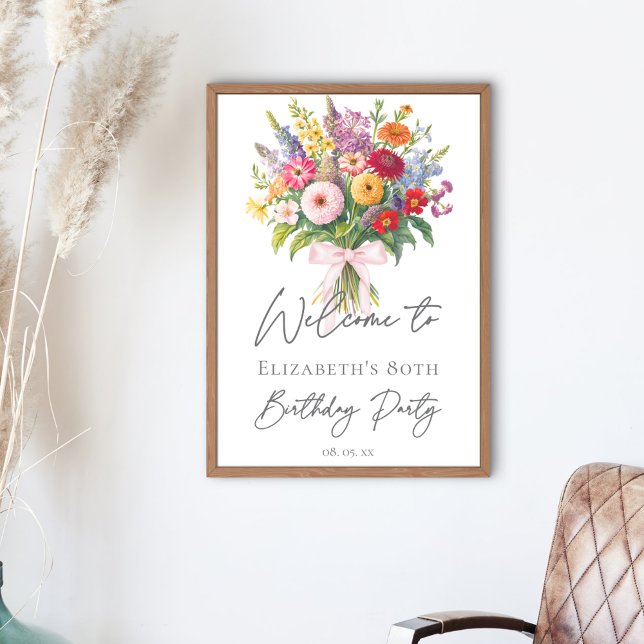 Elegant Colorful Garden Flowers Bouquet Birthday Poster (Von Creator hochgeladen)