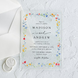 Elegant Colorful Wildflower Meadow Wedding Acryleinladungen