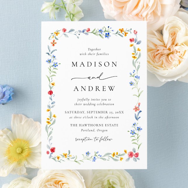 Elegant Colorful Wildflower Meadow Wedding Einladung (Von Creator hochgeladen)