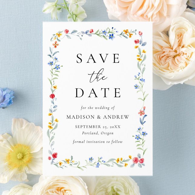 Elegant Colorful Wildflower Meadow Wedding Save The Date (Von Creator hochgeladen)