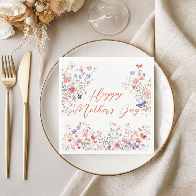 Elegant Colorful Wildflowers Happy Mother's Day Serviette (Elegant Colorful Wildflower Happy Mother's Day Napkin)