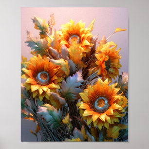 Elegant Common Sunflower Schöne Illustration Poster