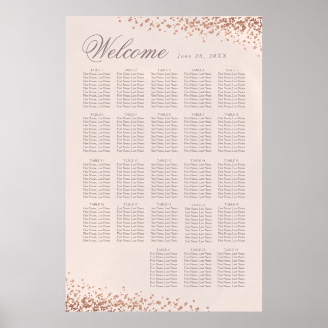 Elegant Confetti | 20 + Hochzeitssitze Poster (Vorne)