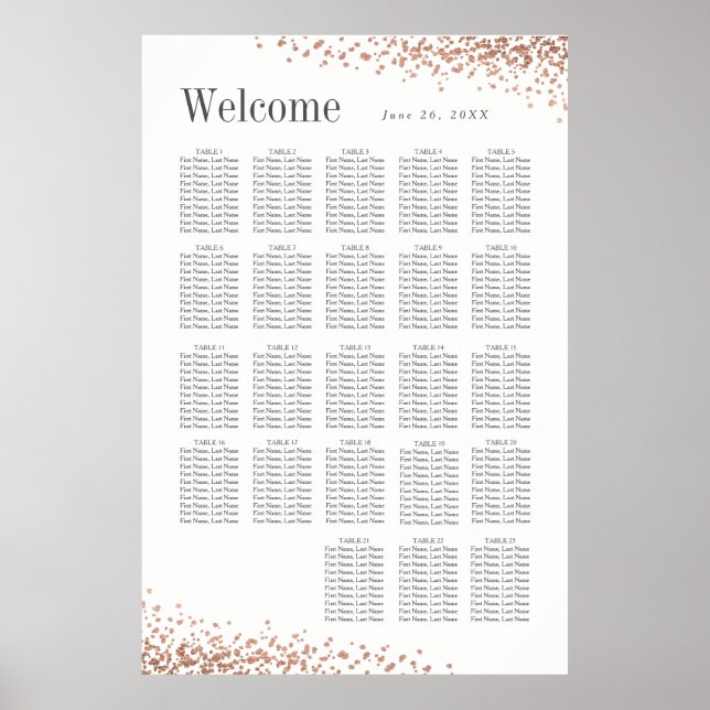 Elegant Confetti | 20 + Hochzeitstisch Poster (Vorne)