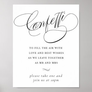 Elegant Confetti Black Calligraphy   Gefälligkeits Poster