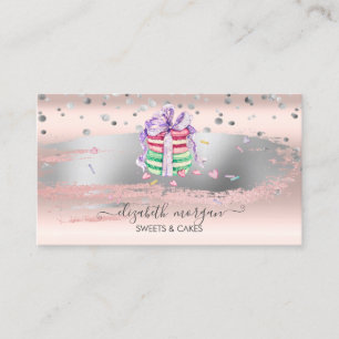 Elegant Confetti, Brush Stroke, Macarons Visitenkarte