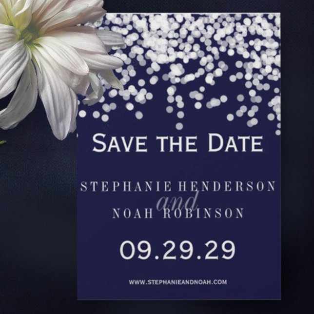 Elegant Confetti jede Farbe Navy Blue Opulence Save The Date (Von Creator hochgeladen)