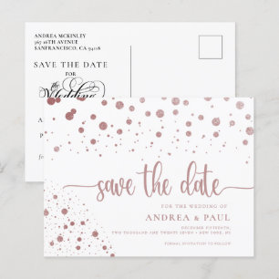 Elegant Confetti Wedding speichern das Datum Postkarte