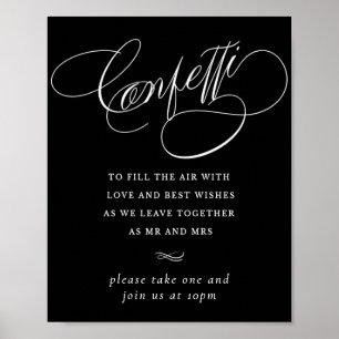Elegant Confetti White Calligraphy Gefälligkeits Poster