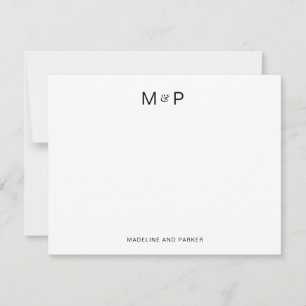 Elegant Contemporary Couple Monogram Mitteilungskarte