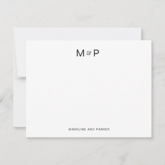 Elegant Contemporary Couple Monogram Mitteilungskarte