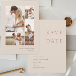 Elegant Copper Desert Sand Photo Collage Wedding Save The Date