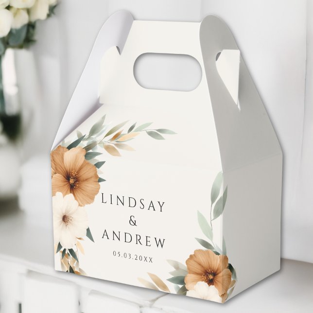 Elegant Copper Earthy Botanical Beige Wedding Geschenkschachtel (Elegant Copper Earthy Botanical Beige Wedding Favor Boxes)