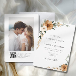 Elegant Copper & Earthy Botanical Photo Wedding Einladung