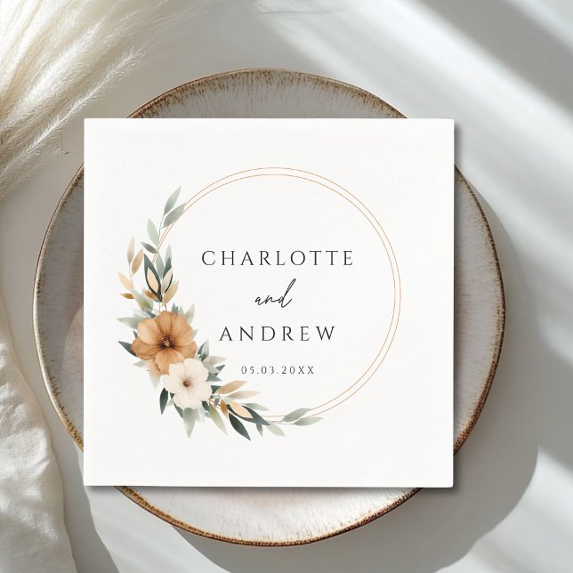 Elegant Copper & Earthy Botanical Wedding  Serviette (Elegant Copper & Earthy Botanical Wedding Napkins)