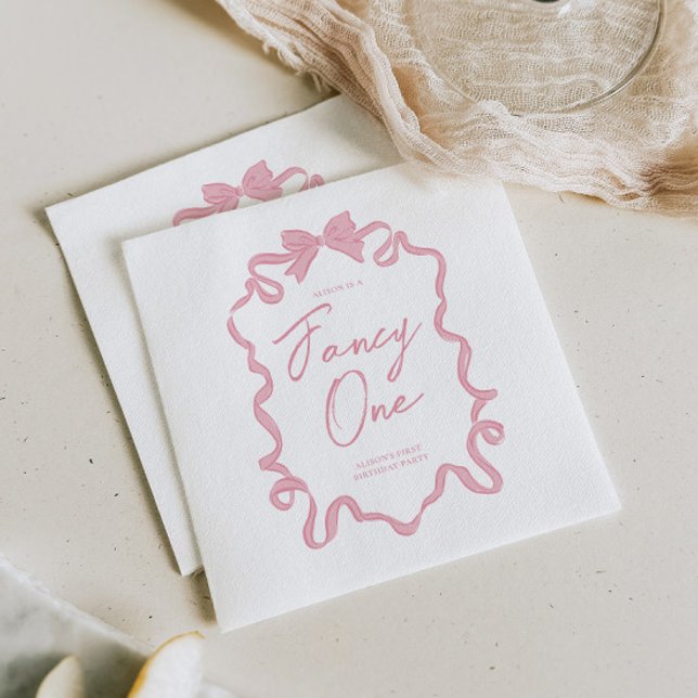 Elegant Coquette Bow Birthday Napkins Serviette (Von Creator hochgeladen)