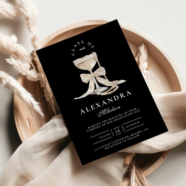 Elegant Coquette Pearl Graduation Einladung (Von Creator hochgeladen)