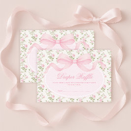 Elegant Coquette Pink Bow Diaper Raffle Begleitkarte