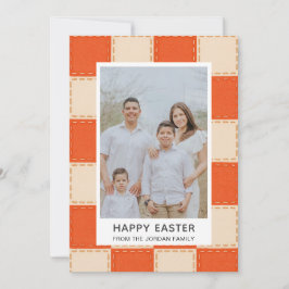 Elegant Coral & Cream Pattern Happy Easter Photo Feiertagskarte