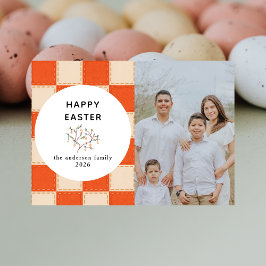 Elegant Coral & Cream Pattern  Happy Easter Photo Feiertagskarte