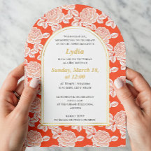 Elegant Coral Floral Bat Mitzvah Einladung