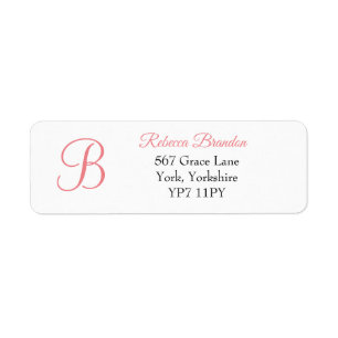 Elegant Coral Monogram Wedding Address Label