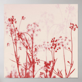 Elegant Coral Red Floral Abstrakt Poster