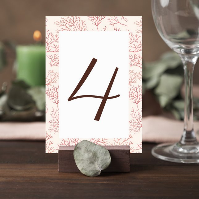 Elegant Coral Reef Wedding Table Number Card Tischnummer (Von Creator hochgeladen)