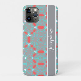 Elegant Coral Turquoise Grey Geometric Pattern Case-Mate iPhone Hülle