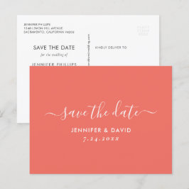 Elegant Coral Wedding speichern das Datum Ankündigungspostkarte