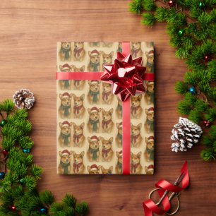 Elegant Corgi Couple Weihnachts Feierliche Feierta Geschenkpapier
