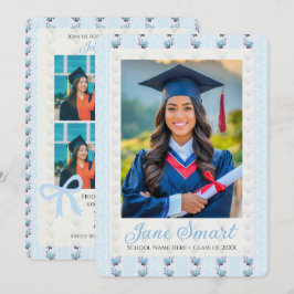 Elegant Cottagecore Graduation Announcement (blue) Einladung