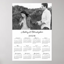 Elegant Couple Foto and Names 2026 Calendar Poster