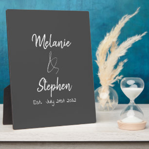 Elegant Couple Names Date Script Typogray Fotoplatte