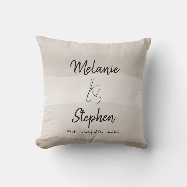 Elegant Couple Names Script Typograal Neutral Kissen (Vorderseite)