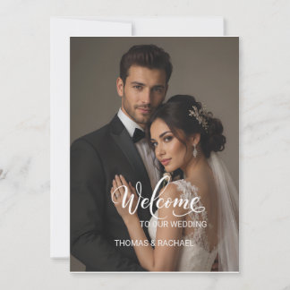 Elegant Couple Photo Formal Wedding Welcome Sign Einladung