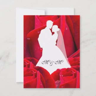 elegant couple red roses einladung
