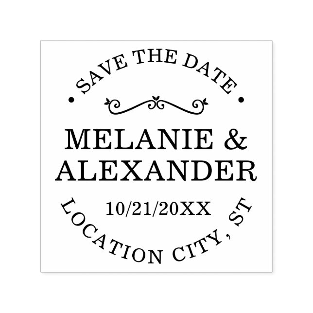 Elegant Couple Wedding Round Save the Date Permastempel (Design)