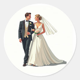 Elegant Couple Wedding Sticker