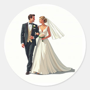 Elegant Couple Wedding Sticker