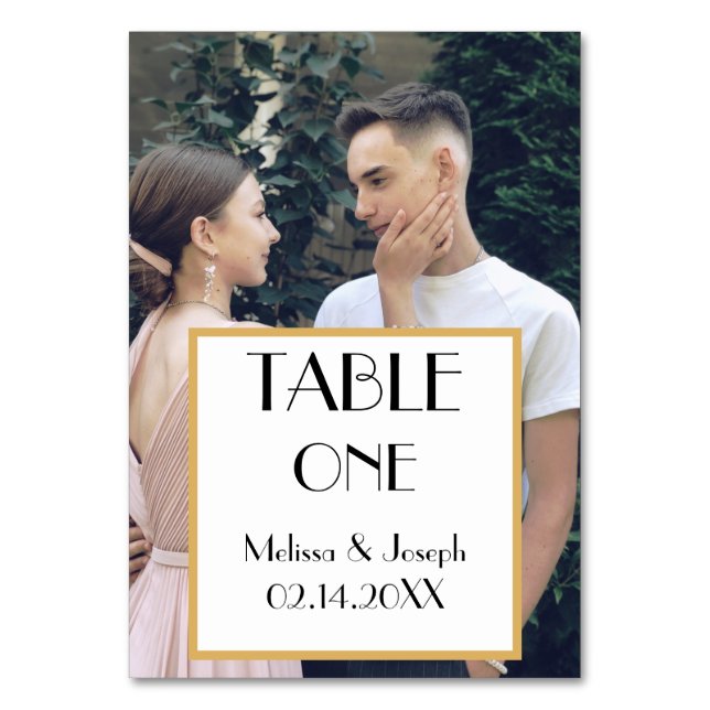 Elegant Couple's Foto Wedding Tischnummer (Vorderseite)