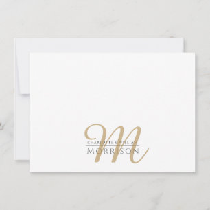 Elegant Couples Gold Black Monogram Logo Mitteilungskarte