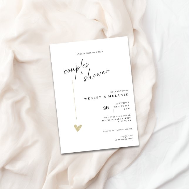 Elegant Couples Shower Calligraphy Typo Wedding  Einladung (Couples shower Elegant Wedding Invitation)