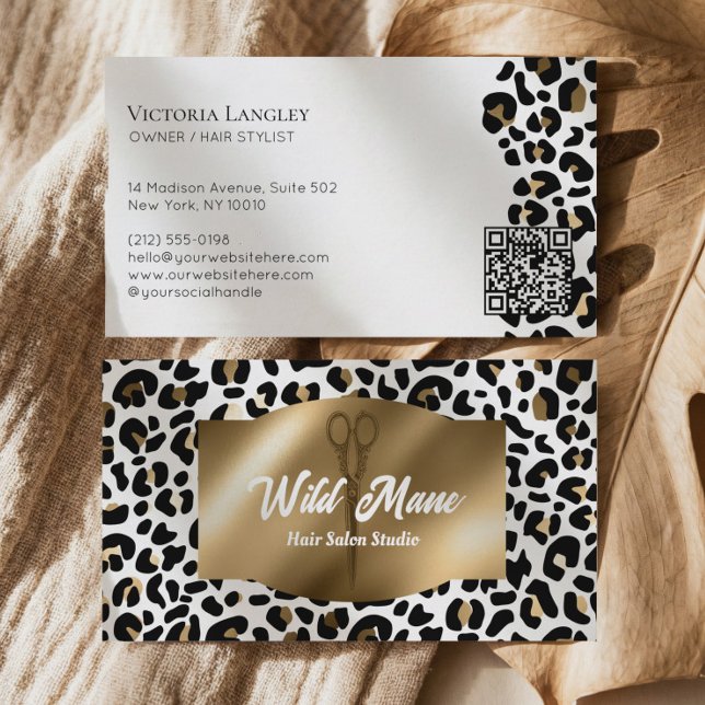 Elegant Couture Cheetah Leopard Print Luxury Brand Visitenkarte (Elegant Couture Cheetah Leopard Print Luxury Brand Business Card)