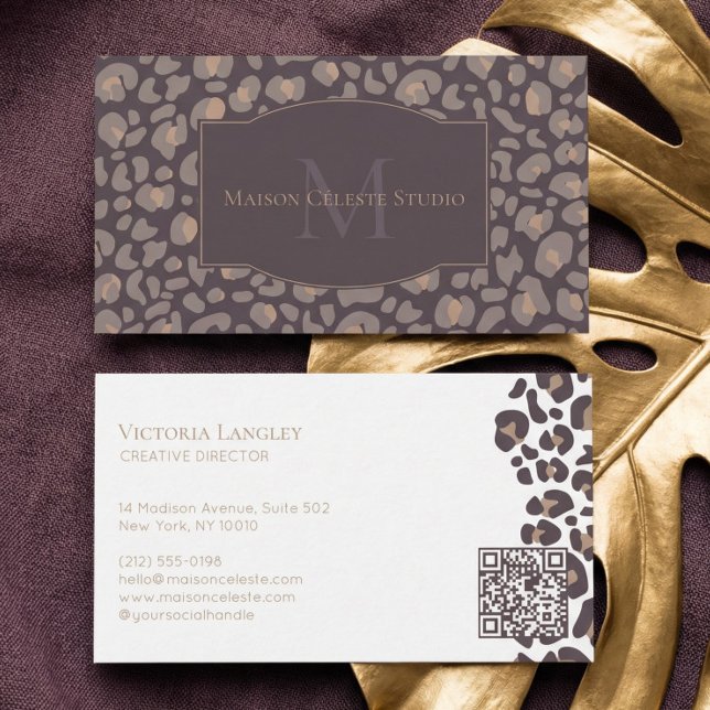 Elegant Couture Cheetah Leopard Print Luxury Brand Visitenkarte (Elegant Couture Cheetah Leopard Print Luxury Brand Business Card)