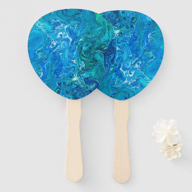 Elegant Crazy Lace Agate 2 - Blue Aqua Fächer (Vorne und Hinten)