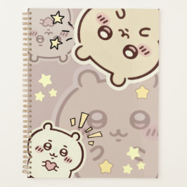 Elegant Cream Bear Pattern Weekly Planner Planer